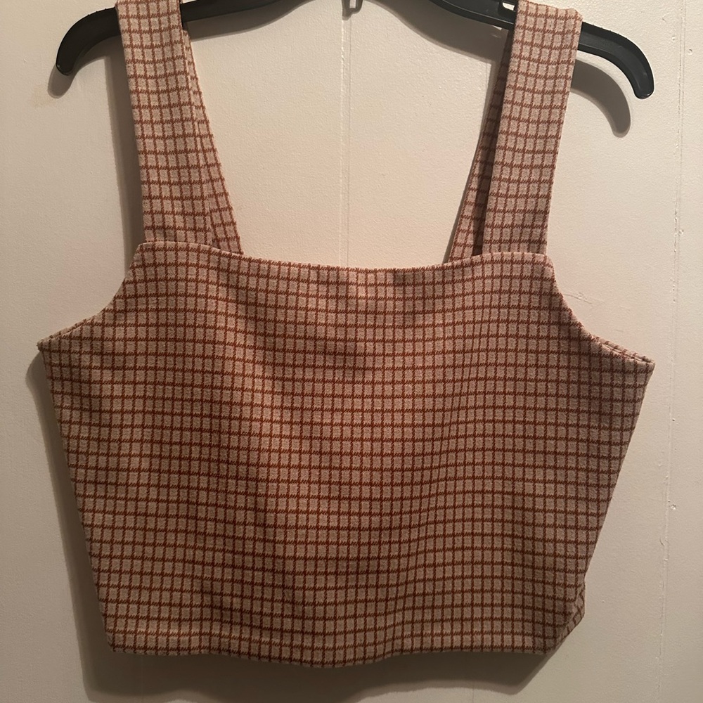 American Eagle Outfitters Brown Tan Fitted Crop Tank Top